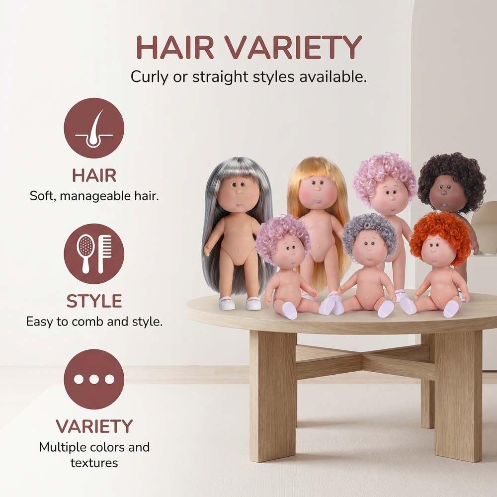 Fashion Curly Hair 14Cm Bean Eye Vinyl Doll Dress Up Dark Skin Mia Potato Dolls Movable 14Cm Action Figurine Body Diy Toys