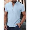 Summer Men's Stand Up Collar Casual Short Sleeved Shirt