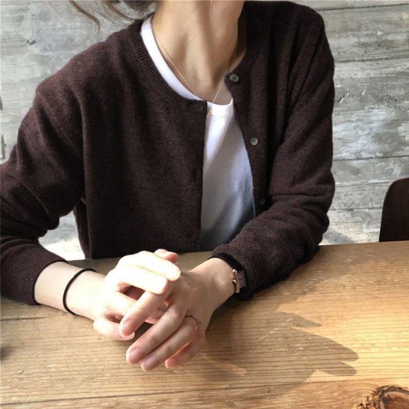 Korean Style Solid Color Round Neck Sweater Cardigan - Women's High-End, Versatile Knit Outerwear for Spring and Autumn