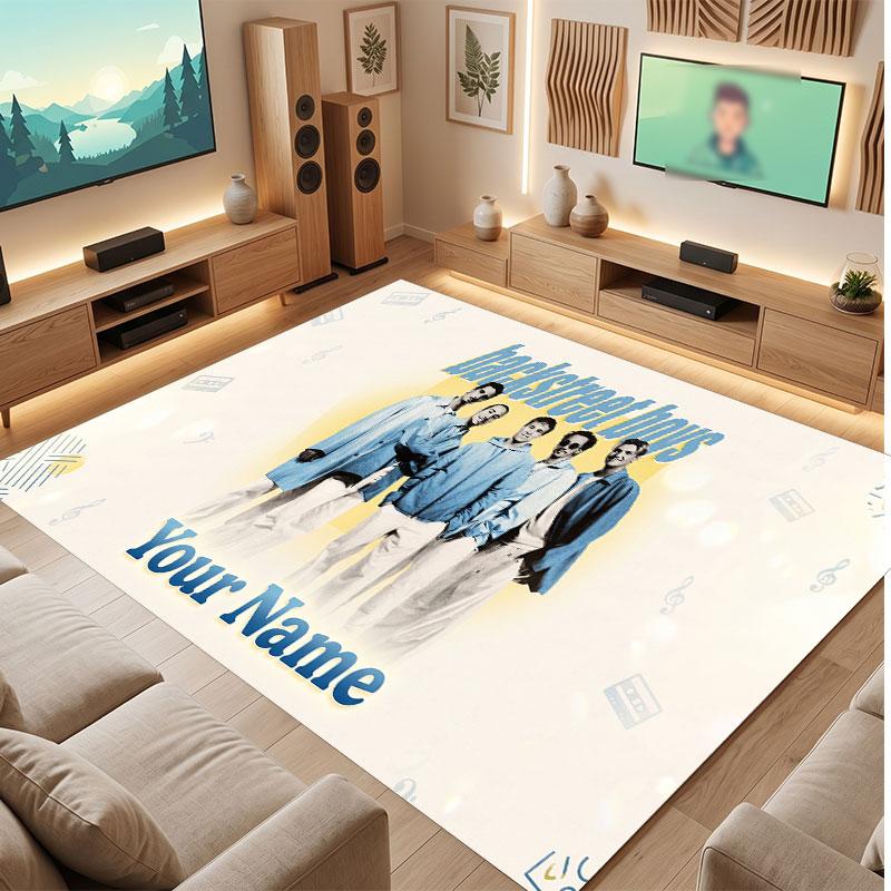 Backstreet Boys Personalized Crystal Velvet Carpet, Customized Name Text Soft Anti‑Slip Rug for Living Room Bedroom