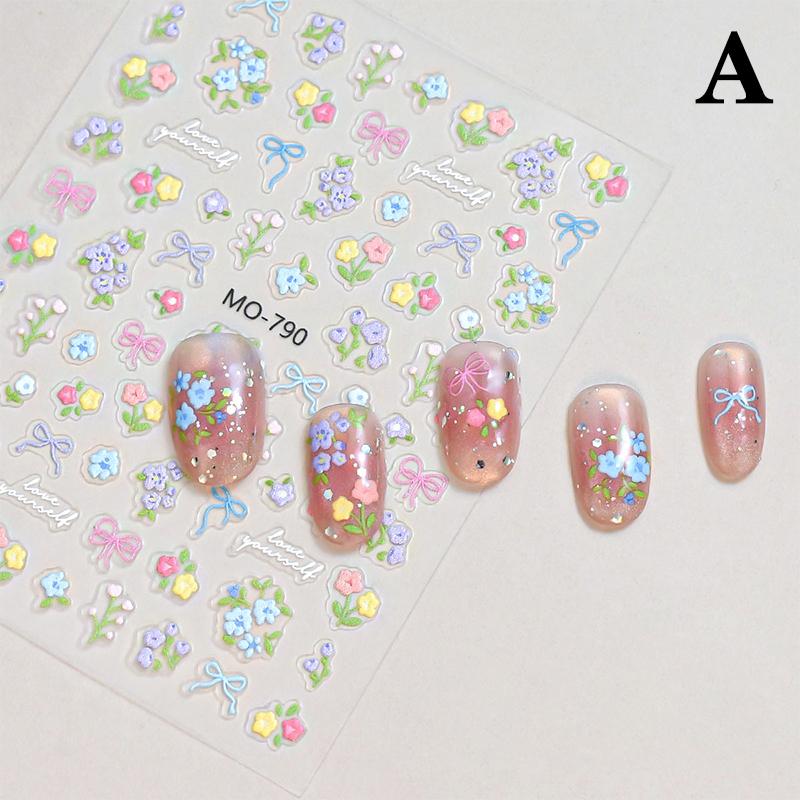 

1 Sheet Spring And Summer Floral Nail Art Embossed Nail Art Stickers Nail Art Decal Easy To Apply Nail Decoration Diy Gift