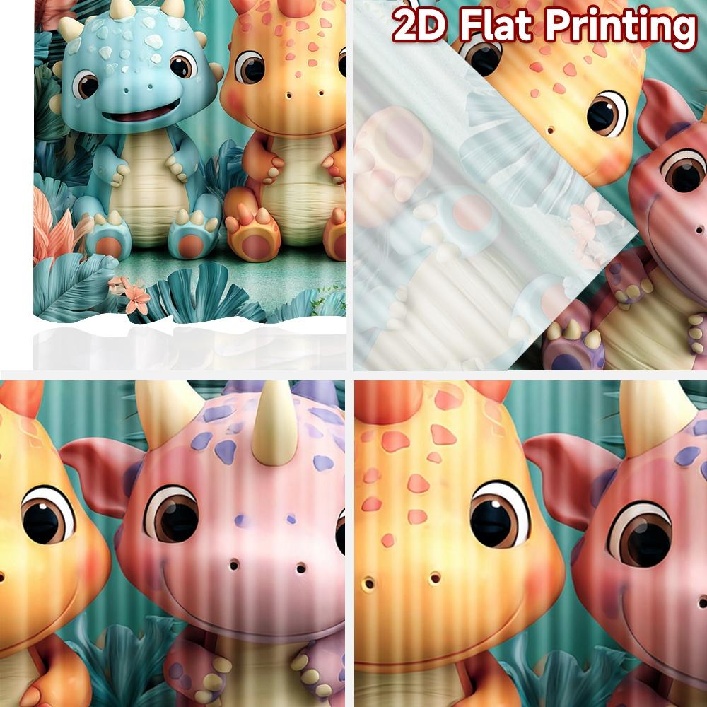 2D flat printing 2pcs Window Curtains Cute Dinosaurs Jungle Friends Digital Printed Polyester Drapes Holiday Decorations Use for