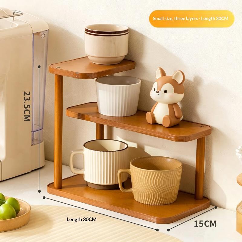 Wooden Desktop Storage Shelf 2/3 Tier Sturdy Frame Large Capacity for Skincare Stationery Home Office Desk Organizer