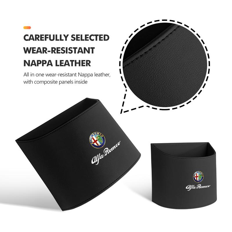 Car Stickers For Alfa Romeo Leather Car Logo Water Cup Organizer Holder Hanging Waterproof Trash Bin For Alfa Romeo Giulietta 94