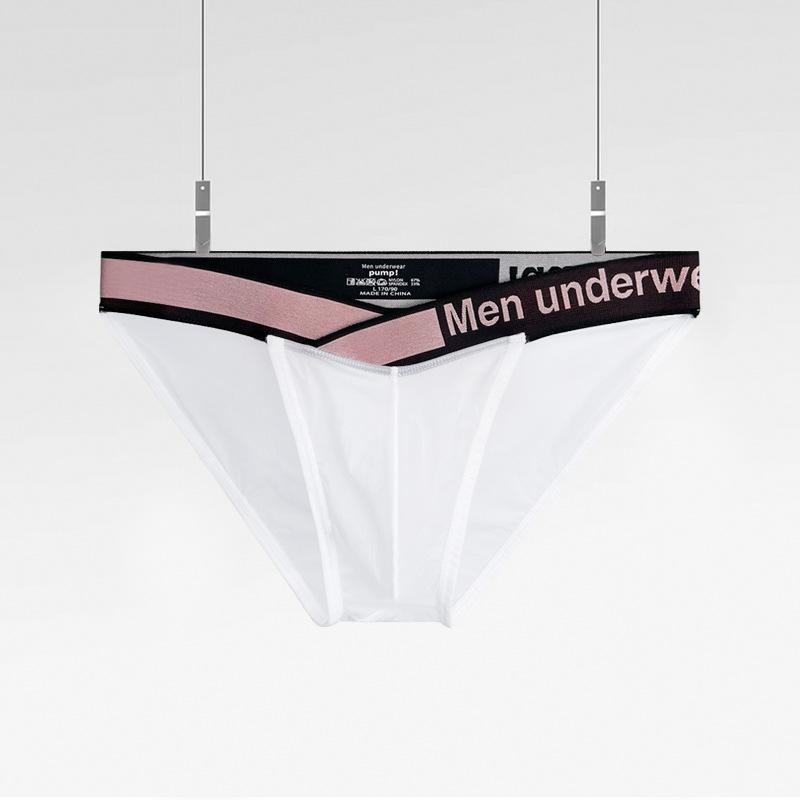 Sexy V-Ausschnitt Unterwäsche, Ultra-Dünne Eis-Seide Transparent Hoher Schlitz Herren-Slips, Sportlich Bequem Und Atmungsaktiv U-Konvex Hüfthebende Hose