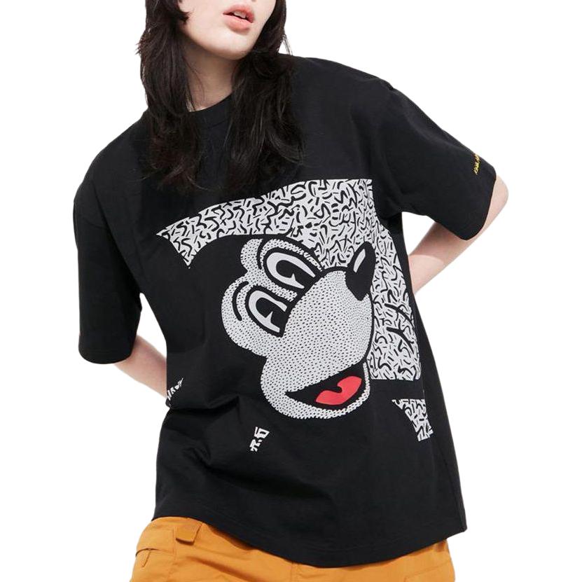 Uniqlo Tricou Unisex cu Imprimeu Litere Desenate Colaborare Keith Haring Croială Largă Gât Rotund Mânecă Scurtă Topuri Negru 461336-09