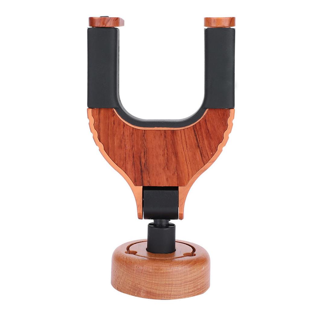 Guitar Wall Mount Hanger Holder Solid Wood Base Plastic Rubber Hook Body (Red Wood Color)