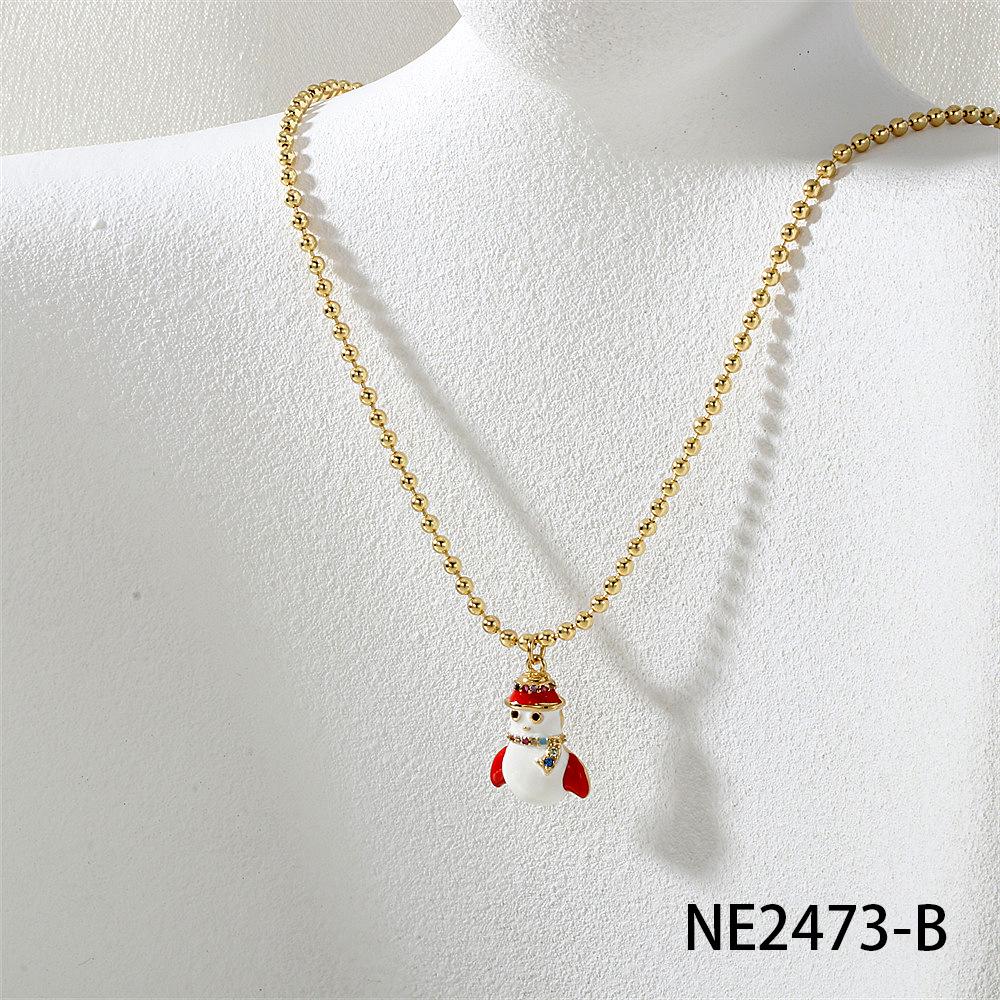 Christmas Cartoon Pendant Necklace: Snowflake, Tree & Reindeer Clavicle Chain
