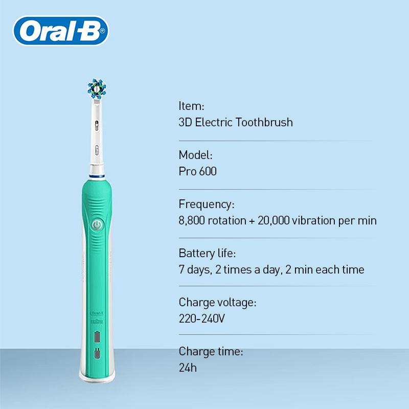 Oral B D16523 Electric Toothbrush Oral Hygiene Dental Care Electric Rechargeable Tooth Brush