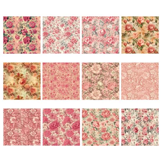 1 takım çiçek koleksiyon defteri kağıdı paketi çift taraflı kart stoğu zengin çiçek deseni DIY el sanatları el yapımı albümler arka plan kağıdı