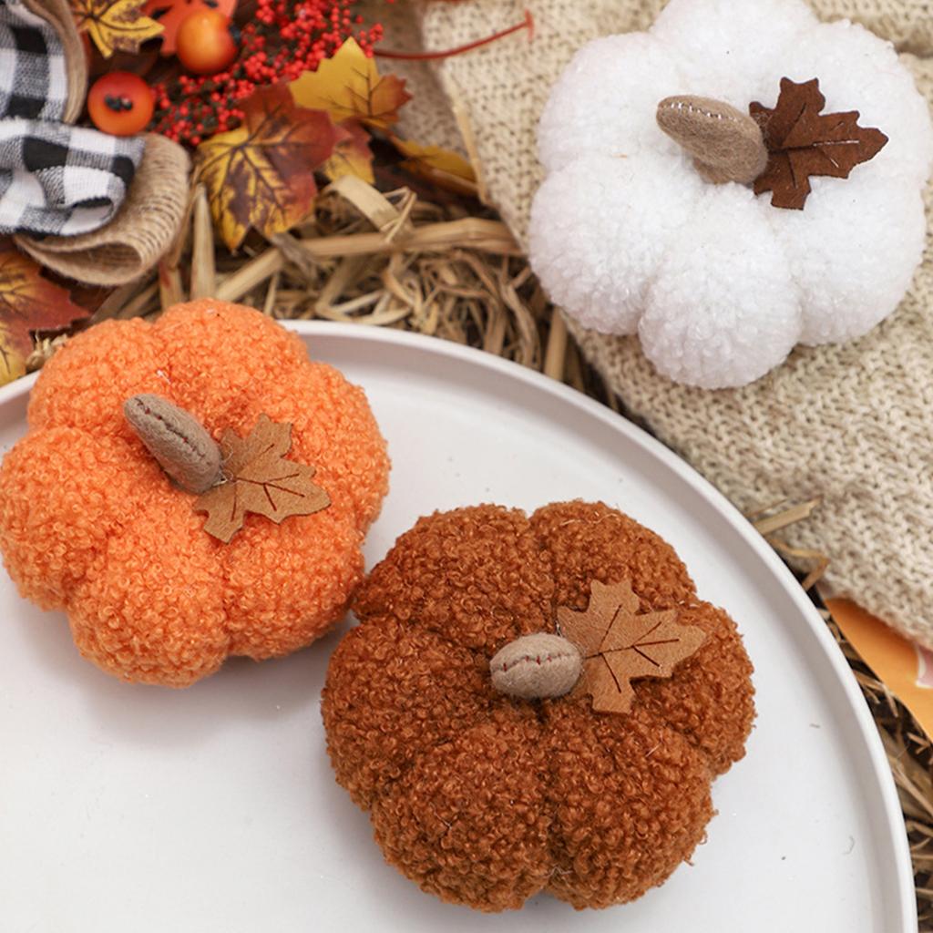 3Pcs Mini Pumpkin Decor Autumn Farmhouse Halloween Harvest Car Ornament Decorations