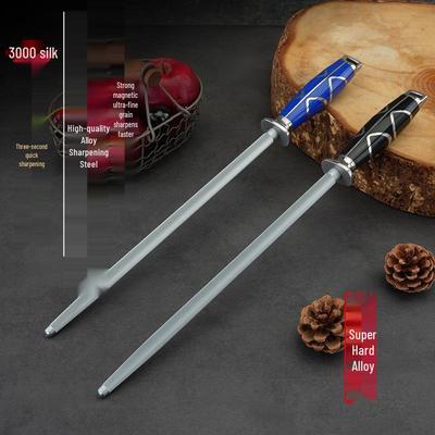 Carbon Steel Handheld Diamond Sharpening Rod for Meat Cutting