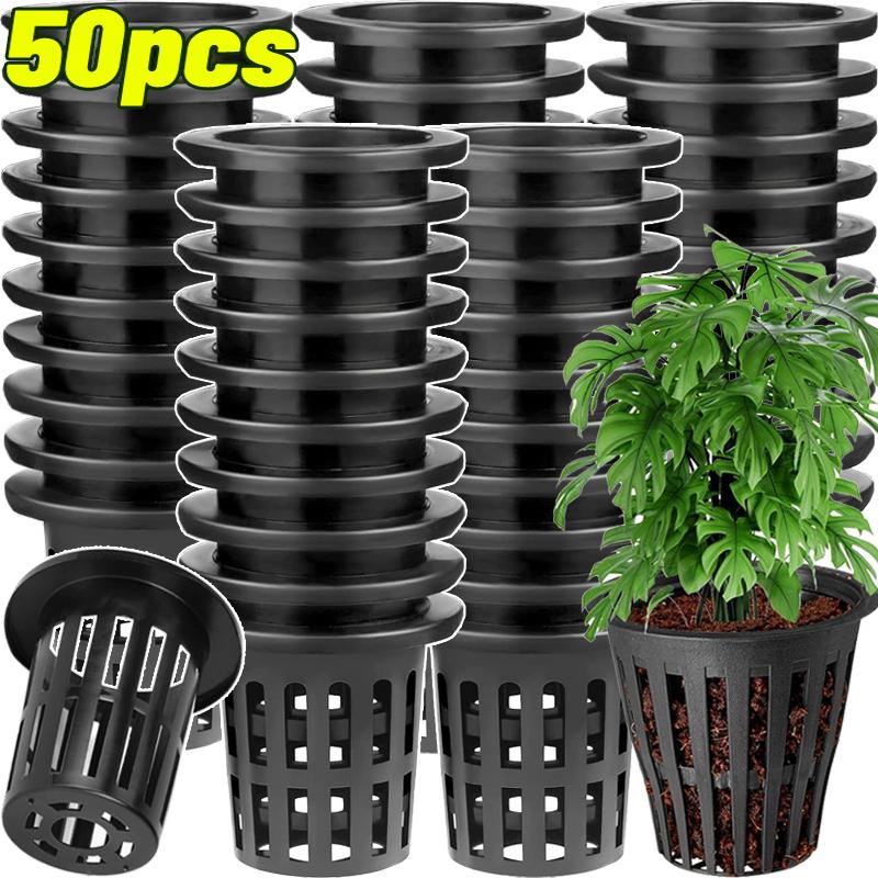 Hydroponics Pots Net Cup Round Bucket Slotted Mesh Container Plastic Baskets Plant Vegetable Grow Nursery Cups Garden Tools