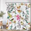 Floral Blue Butterfly Shower Curtain Purple Flowers Butterflies Plant Polyester Fabric Bathroom Decor Bath Curtains With Hooks