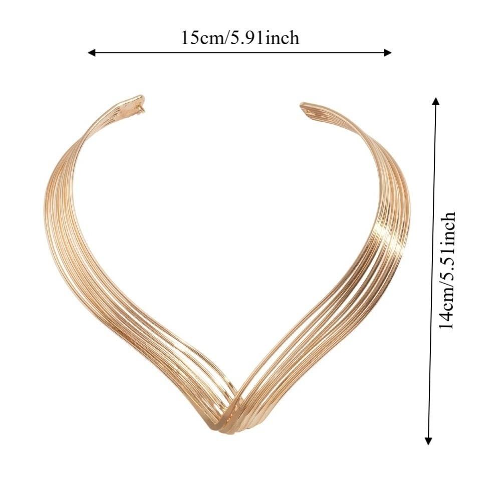 Geometric Jewelry Metallic Multi-Layer Line Necklace Exaggerated Women's Fashion Choker Gifts
