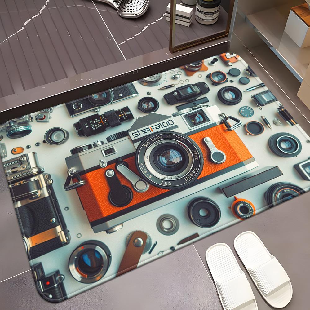 

1pc Camera Pattern Doormat Non-Slip Absorbent Microfiber Rug for Bedroom Living Room Entryway Outdoor 40x60cm
