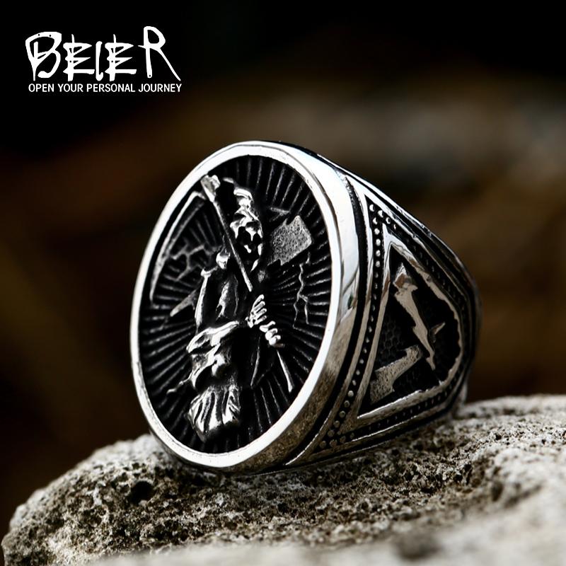 Beier 2022 Neue Designs 316L Edelstahl Klassisch Helles Totenkopf Sensenmann Herrenring Punk Party Hochwertiger Schmuck LLBR8-143R