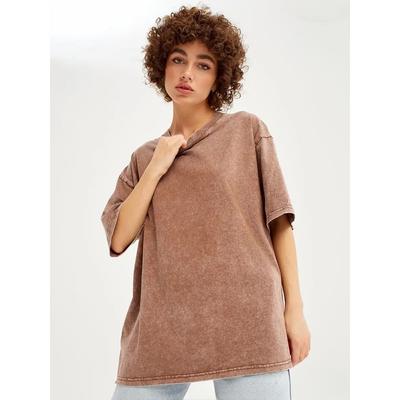 Βαμβακερά Πλυμένα Ρετρό Γυναικεία T-Shirts Vintage T-Shirts Καθημερινά Κοντομάνικα Μονόχρωμα Φαρδιά Γυναικεία Βασικά Ρούχα