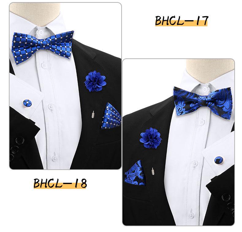 Korean Style 4-Piece Men's Bow Tie & Pocket Square Set for Weddings & Formal Events