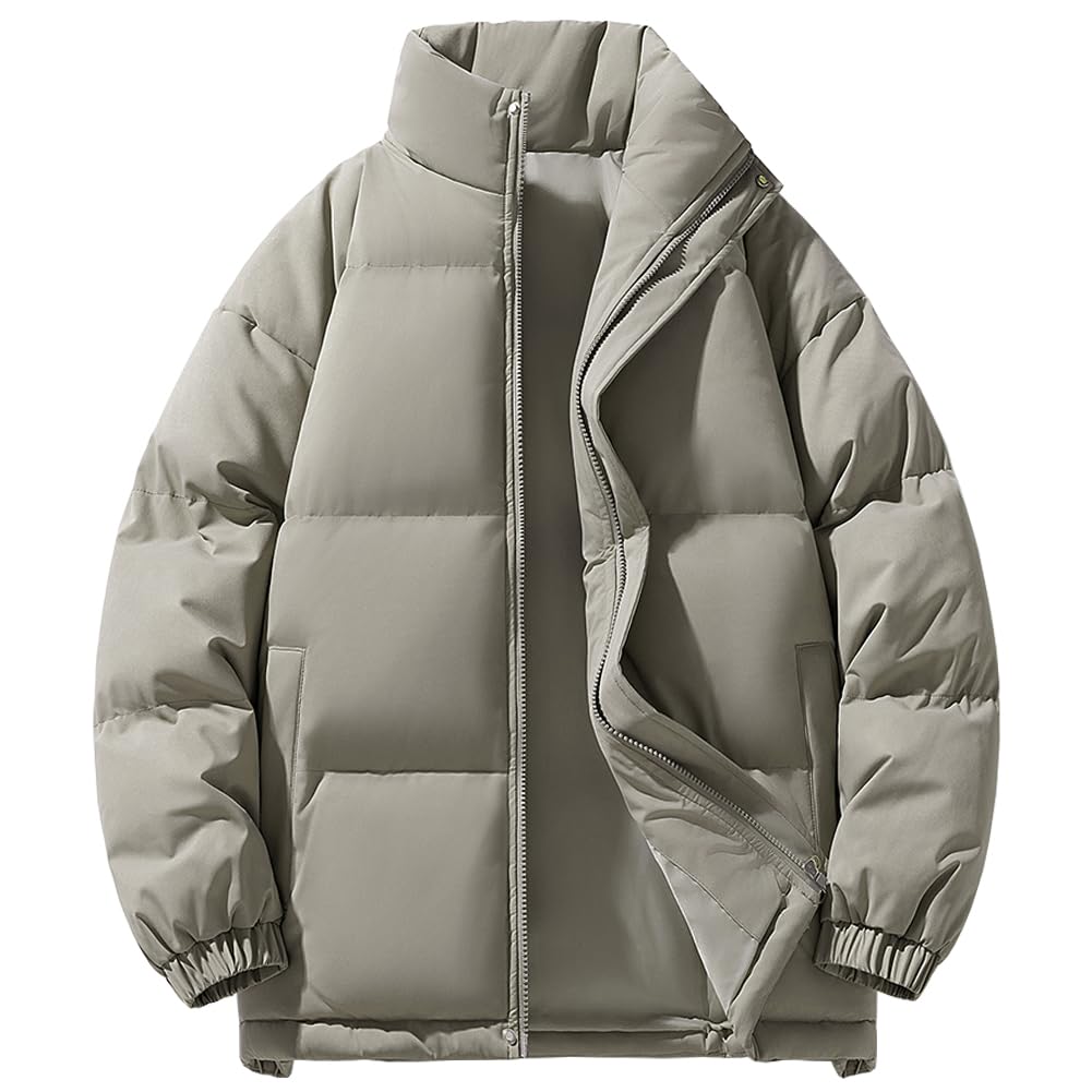 Amyni Men's Down Jacket, Winter Wear, Solid Color, Cold Protection, Windproof, Warm, Unisex