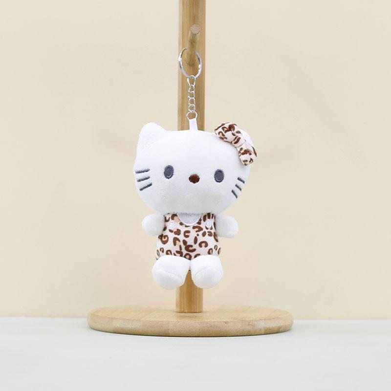 Plush Cute Leopard Print Cat Keychain Soft Toy Doll Bag Charm For Kids