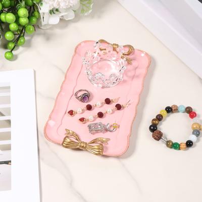 3Pc Resin Storage Tray Vintage Decorative Tray Bow Jewelry Tray Display Plate Kitchen Vanity Organizer Tools Toilet Storage Rack