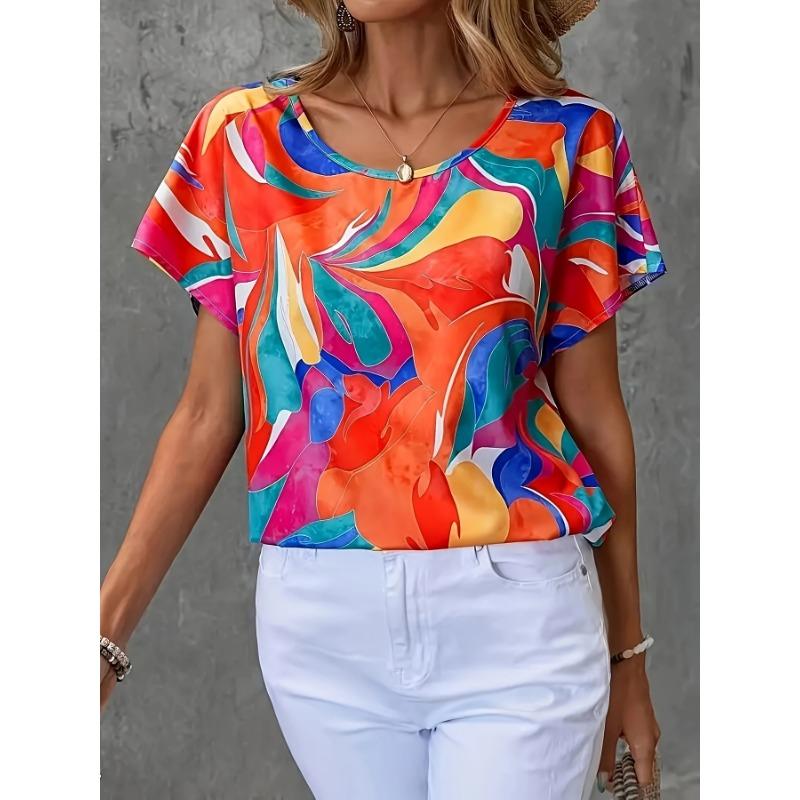 Женские повседневные принтованные топы большого размера S