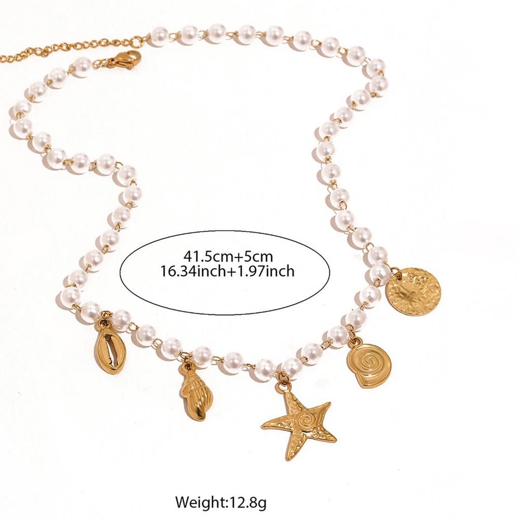 Ocean Inspired Starfish Pendant Necklace With Faux Pearl Charm And Adjustable Alloy Chain For Fashion Forward Women