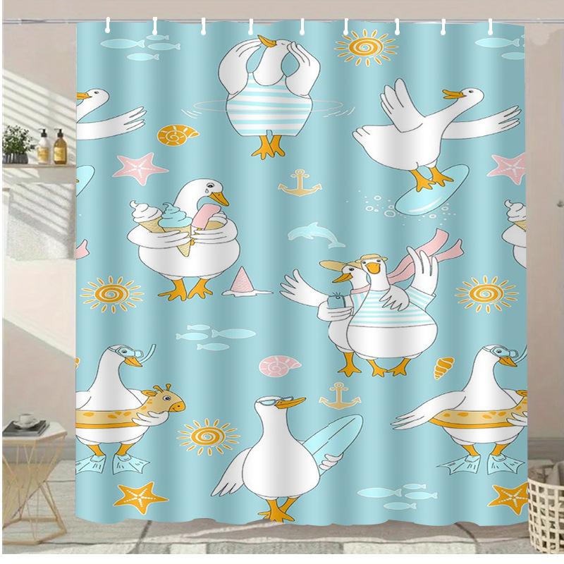 Cartoon Rainbow Sun Washable Dirt-Resistant Shower Curtain Shower Head Waterproof Polyester Bath Curtain For Home Decor