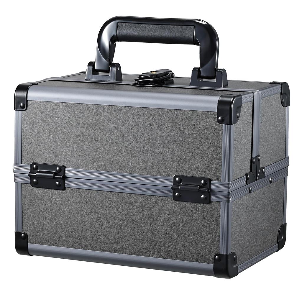 Hapilife Makeup Box with Two Cosmetic Storage Makeup Cosmetic Makeup Nail Large Professional Day Gift Mirror, Trays, Box, Case, Storage, Storage,