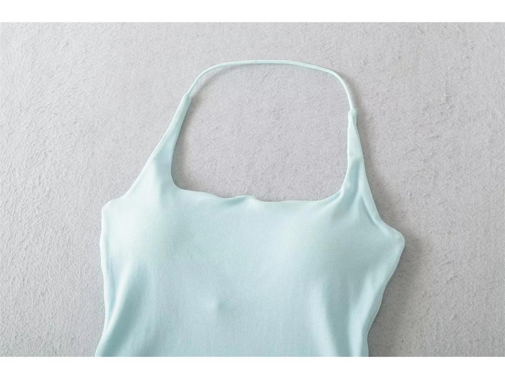 Halter Neck Chest-Pad Vest Top with Long-Sleeve Flowing Collar Cover-Up - Women's Two-Piece Hot Girl Set
