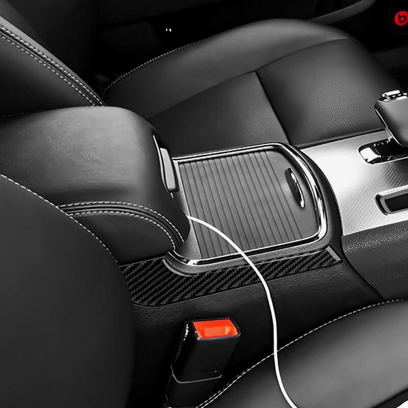2Pcs For Dodge Charger 15-2022 Carbon Fiber Center Console Cup Holder Side Cover