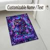 Cat Theme Crystal Velvet Rug Personalized Custom Name Text Soft Floor Mat Home Decor