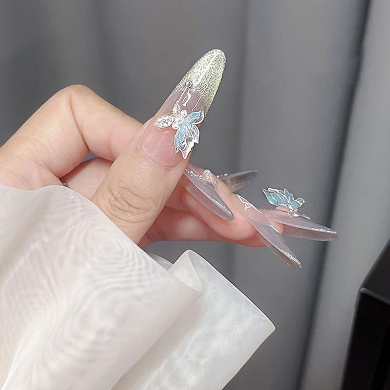 Doppel Zirkon Schmetterling Nagelkunst Charme 3D Perle Kristall Schmetterling Nagelornament Diy Exquisite Nagelzubehör