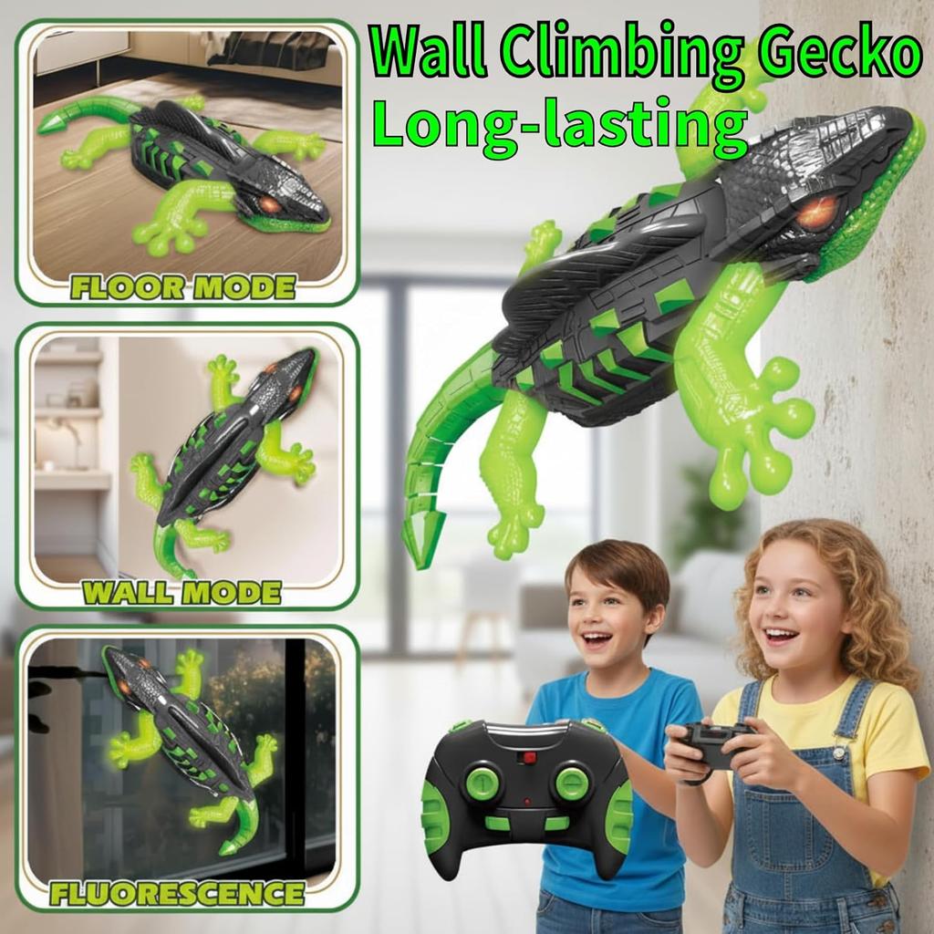 Wall Crawler Gecko Remote Control Cars, Glow in The Dark Wall Climbing Gecko RC Toy Lizard Toys for Kids, Electric Wall Crawling Crawler Lizard Robot
