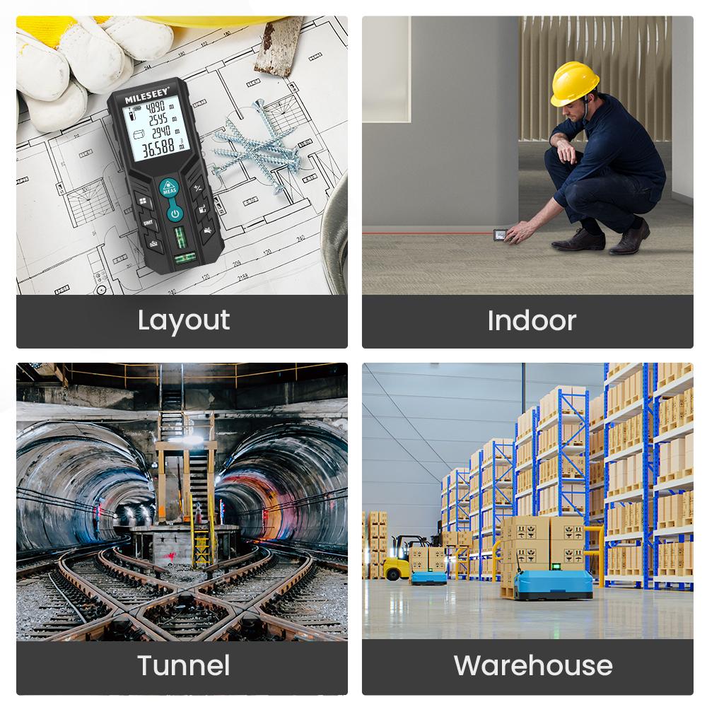 Mileseey Telemetru laser D2 Laser Trena, ruletă laser de înaltă calitate, 40M, 60M, 80M, 100M, 120M