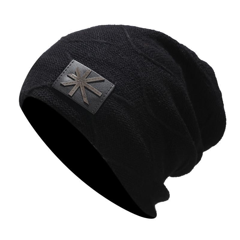 New Men's Pullover Hat Street Trend Velvet Rice Character Knitted Hat Women's Autumn and Winter Outdoor Warm Hat Tide