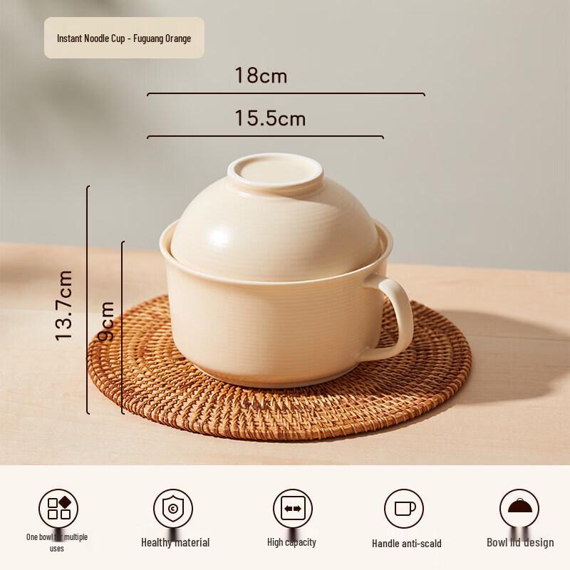 Ceramic Instant Noodle Bowl with Lid