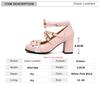 Fashion 2025 Women High Heels Cross Strap Mary Jane Pumps Party Wedding White Pink Black Ruffles Bow Princess Cosplay Lolita Shoes 32-48