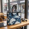 Japanese Wave Pattern Tote Bag Casual Large Capacity Daily Use Shopping Handbag for Ladies