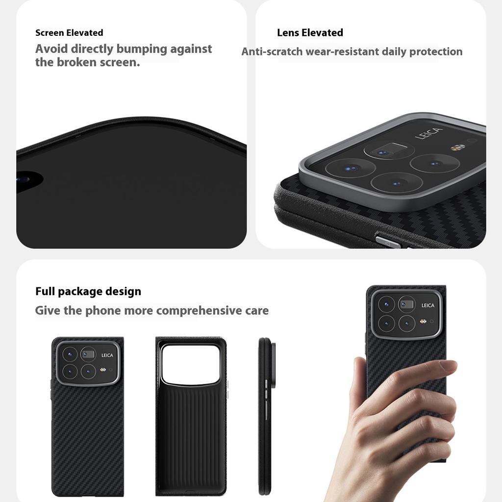 ABEEL Etui do Xiaomi Mix Fold 4 5G Kompatybilne z MagSafe Tylna pokrywa z teksturą włókna węglowego