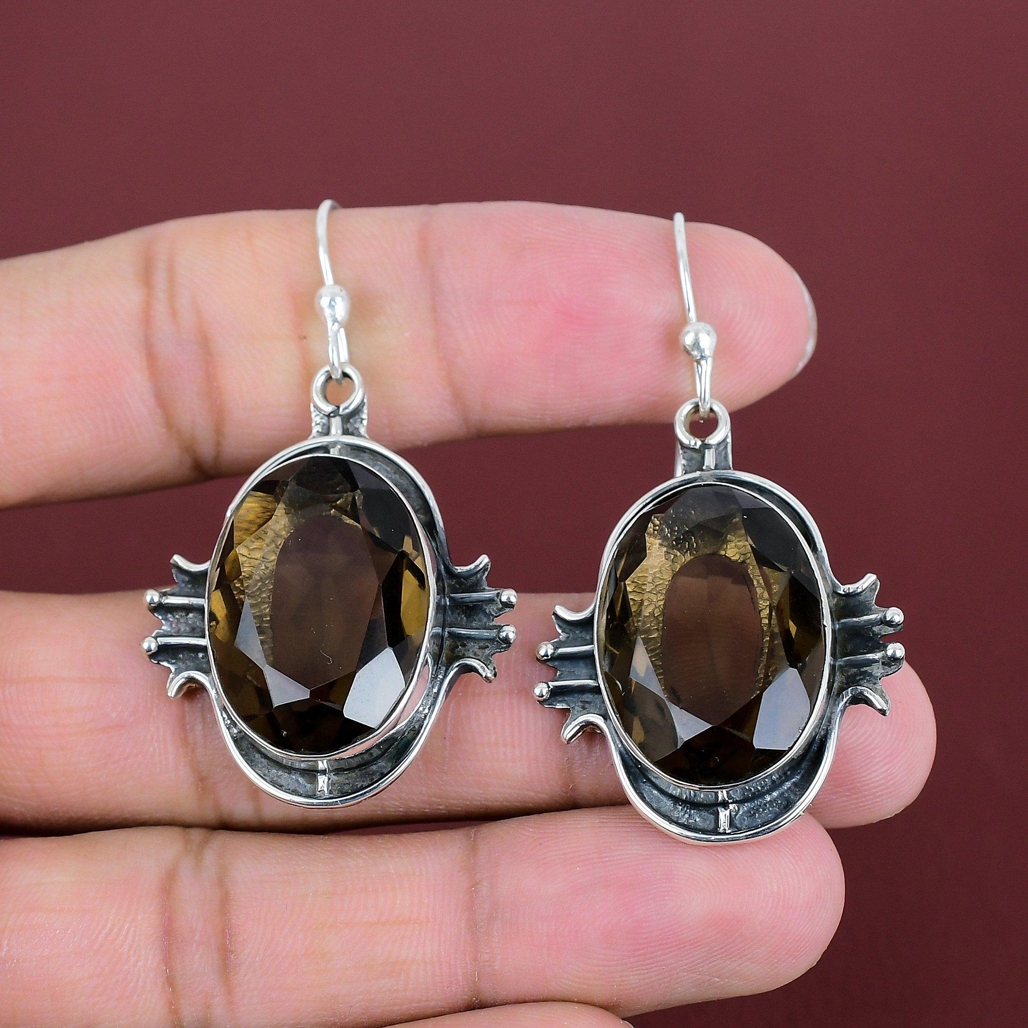 

Faceted Smoky Quartz Earring Natural Gemstone Earring 925 Sterling Silver Earrings Handmade Jewelry Unique Earring Silver Jewelry For Gifts