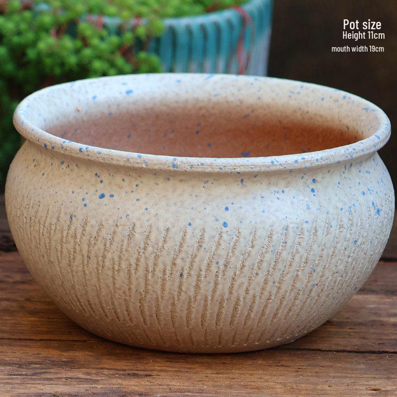 Yixing Zisha Coarse Pottery Flower Pot with Feet: Large Ceramic Succulent Planter for Green Plants & Flowers.