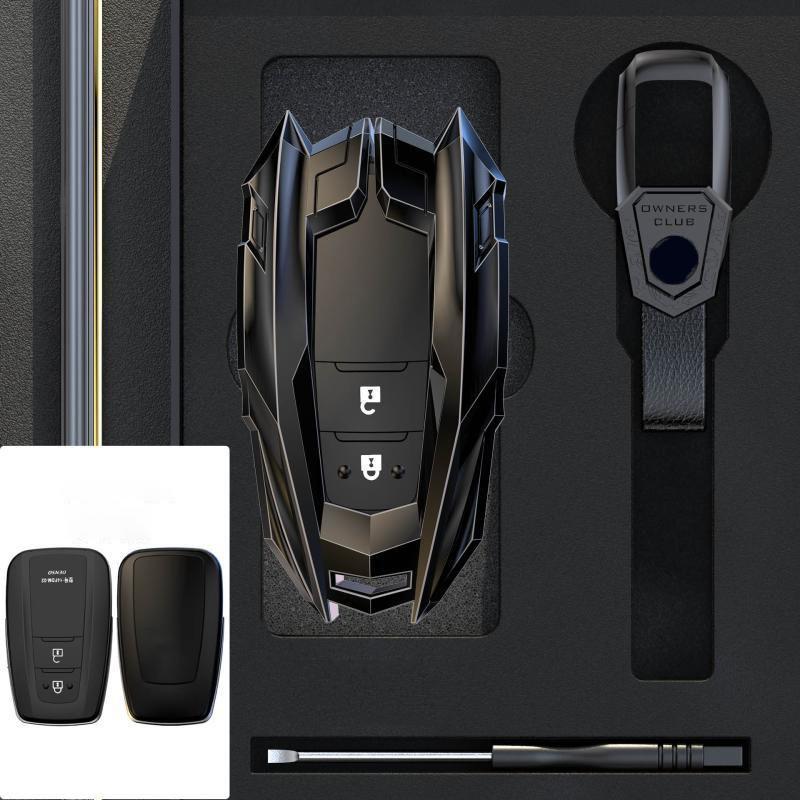 Alloy Car Key Case Cover Shell For Toyota Land Cruiser 200 300 Prado Crown TLK 200 Yaris Cross Hilux Innova Fortuner Camry 55