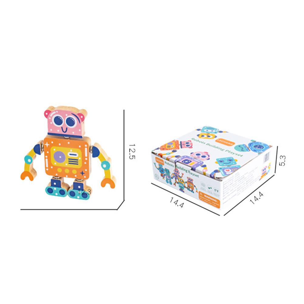 Robot Building Toys For Kids Wooden Robot Building Playset Fine Motor Skills Educational Toys Birthday Gifts For Boys Girls
