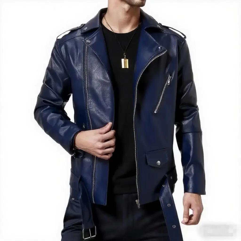 2026 Spring Autumn Men Moto Biker Leather Jackets Men Korean Slim Fit Turn Down Collar Pu Leather Coats Male Motorcycles Jacket