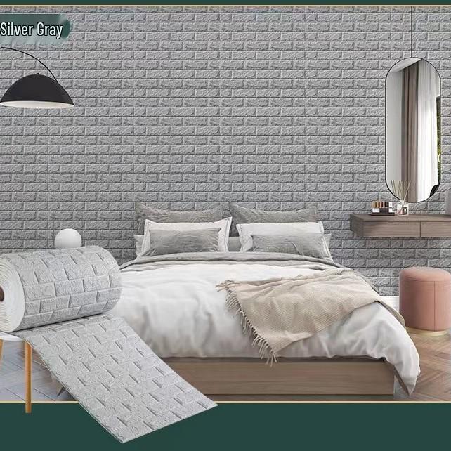 Samoprzylepne wodoodporne naklejki ścienne 3D imitujące cegłę piankową - Dekoracyjna osłona odporna na wilgoć