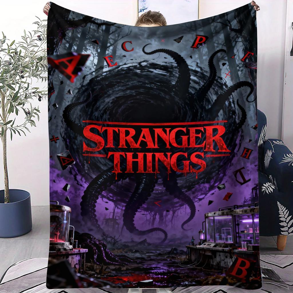 S-Stranger T-Things Pattern Blanket Hot Horror TV Series Soft Warm Plush Throw Sofa Bed Cover Portable Lightweight Nap Blanket