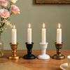 European Retro Candle Holder Vintage Taper Holder, Nostalgic Resin Candlestick Decorative Black Stand for Wedding Party Dinning Table Centerpiece Gold