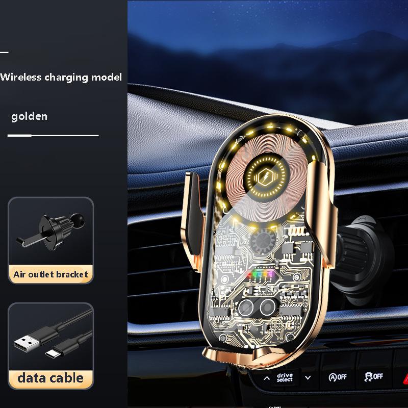 

Smart Sensor Car Phone Wireless Charger 66W Fast Charging Auto-Clamping Car Phone Holder For IPhone And All Enable Android золотистий